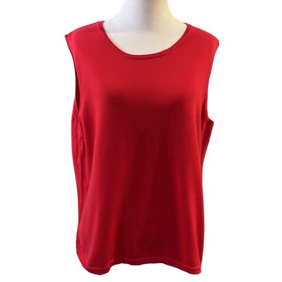 SUSAN BRISTOL SLEEVELESS COTTON KNIT SWEATER RED SIZE LARGE - Picture 1 of 11